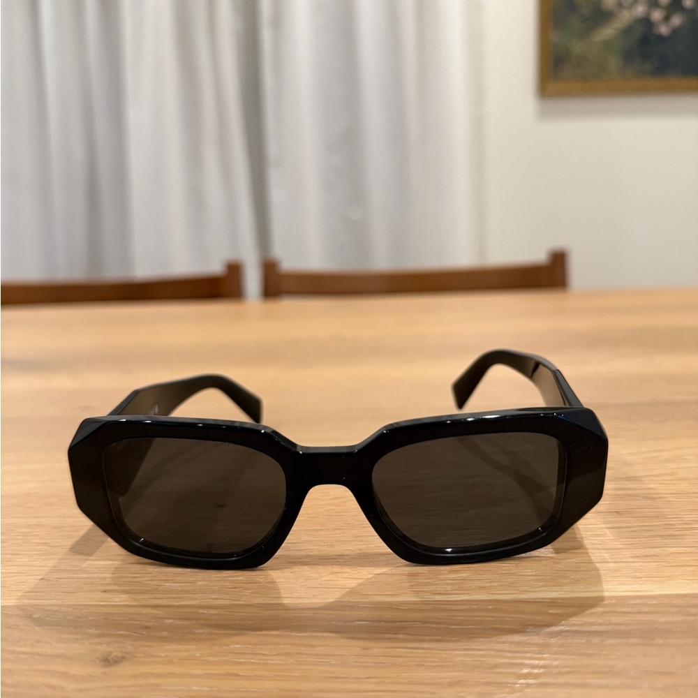 Prada SPR 17W Black Rectangular Sunglasses - Picture 4 of 5